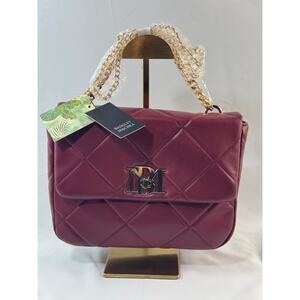 NWT Badgley Mischka Diamond Quilted Crossbody Bag Wine BM-4176, MSRP $179